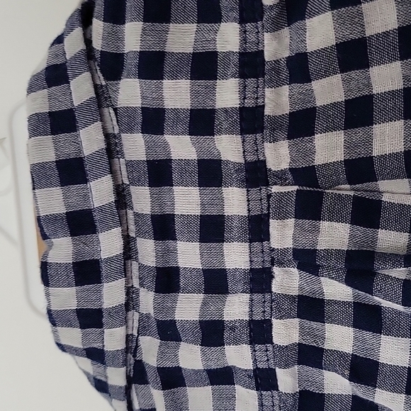 Baby Boden Gingham Check Blue Gray Stars Cotton Snaps Button Down Shirt Sz.3-6mo - Picture 9 of 12
